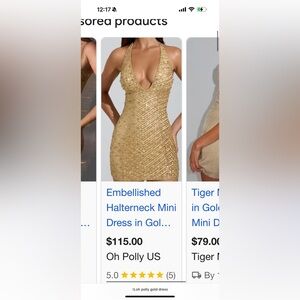 LOOKING FOR Oh Polly Arlona
Embellished Halterneck Mini Dress in Gold
